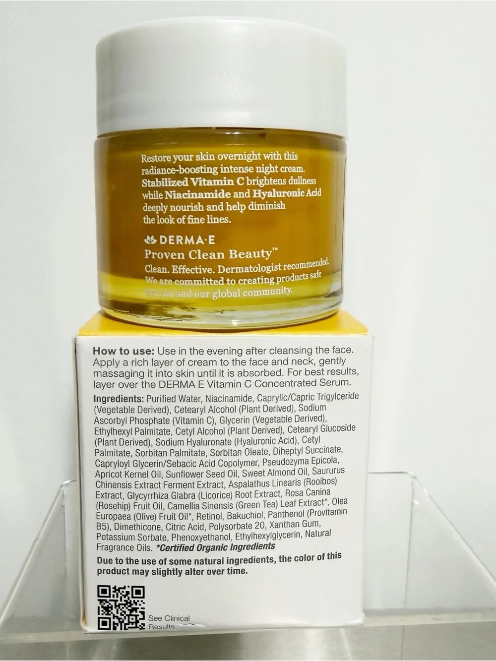 DERMA E Vitamin C Intense Night Cream, Skin Brightener 2 oz - New in Box